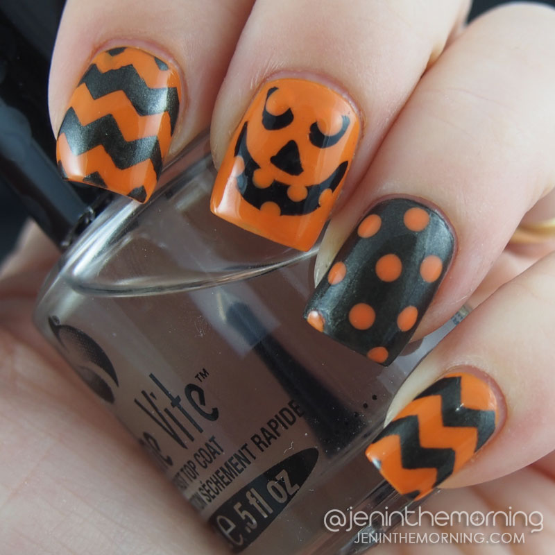 Black and Orange Halloween Manicure