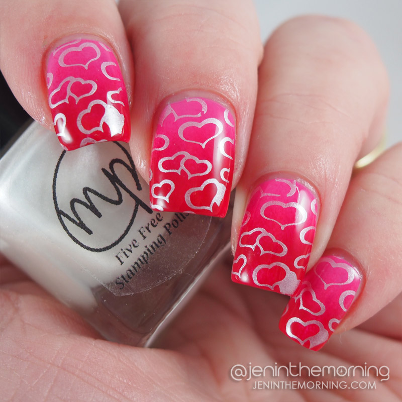 Valentine gradient stamped with Mpolish - Snowberry
