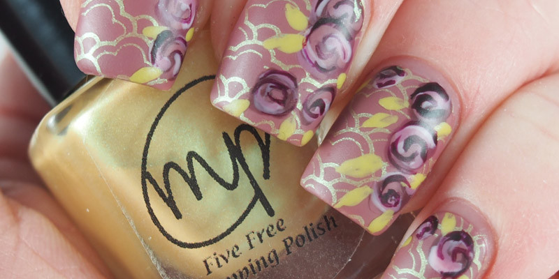 Zoya - Madeline stamped with Mpolish - Sweetclover and Zoya roses