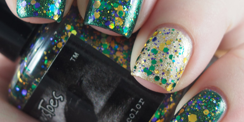 Simple Mardi Grad nails featuring CrowsToes - Bad Catholic