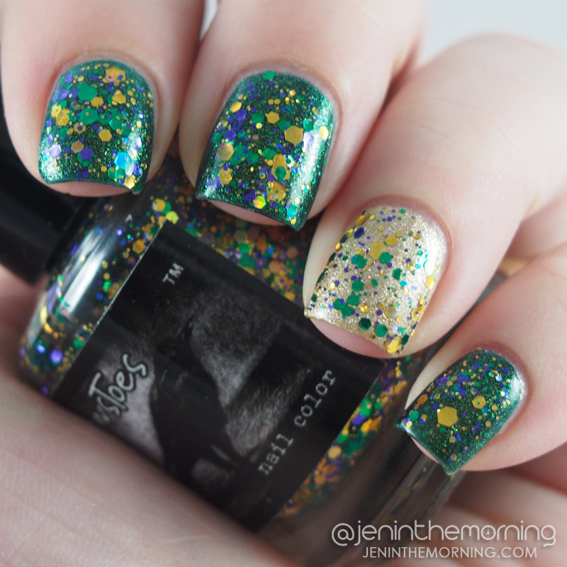 Simple Mardi Grad nails featuring CrowsToes - Bad Catholic