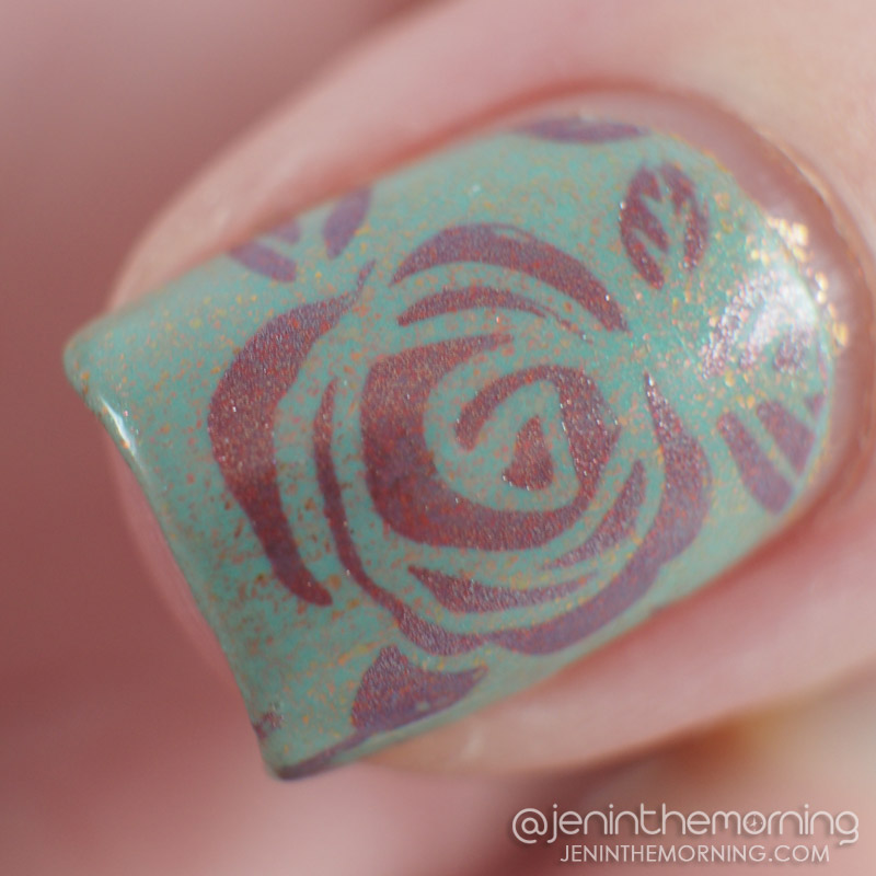 Butter London - Two Fingered Salute stamped with Sally Hansen Copperhead