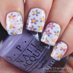 Floral Stamping over Water Marble