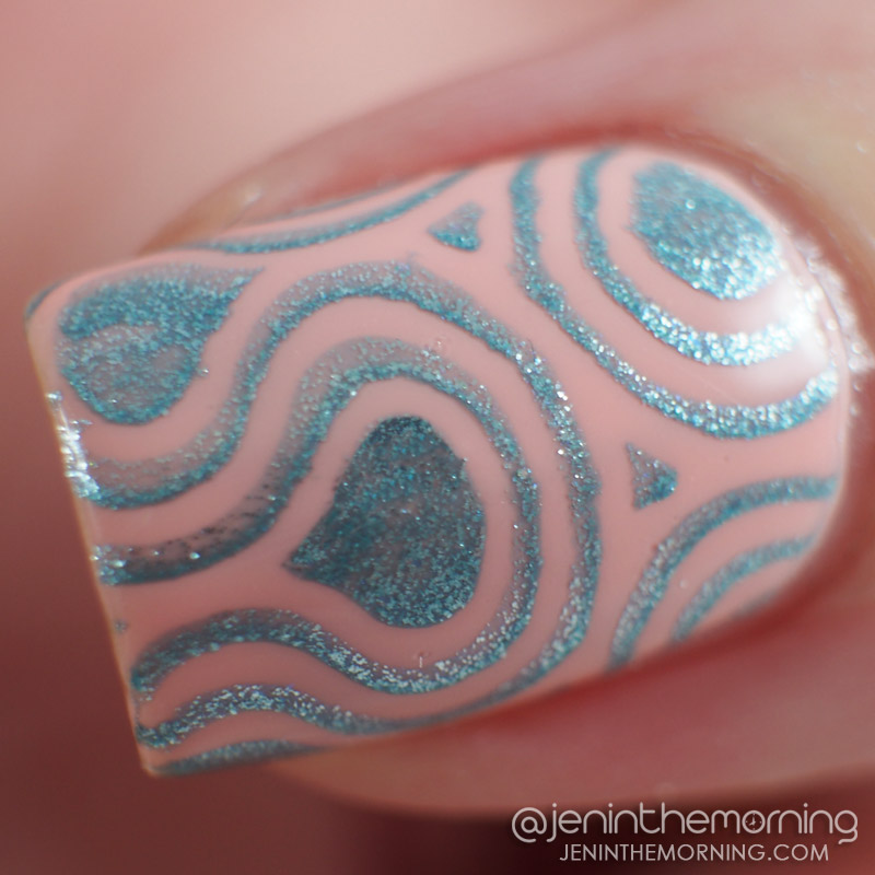 Bonita - Greetings Earthling stamped over Sally Hansen - Floaties