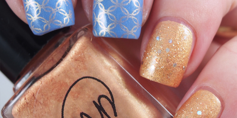 Periwinkle frankenpolish and M Polish - Apricot Delight