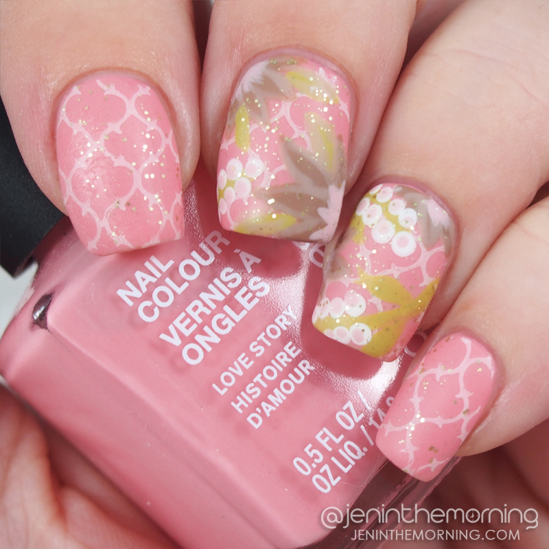 Stamped floral nail art