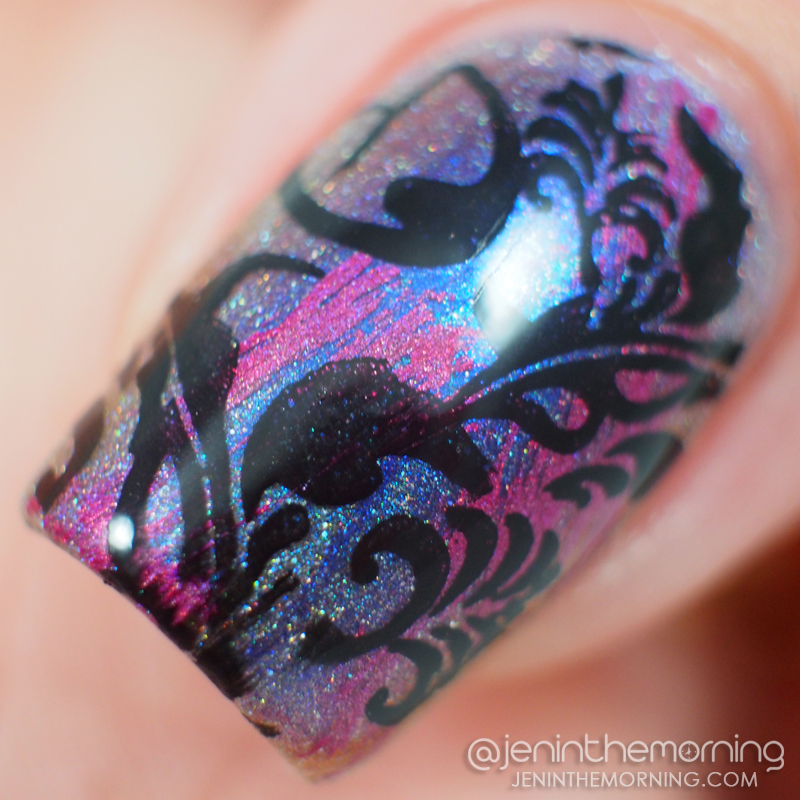 MDJ Creations - Intelligent Design, dry brushed and stamped - macro