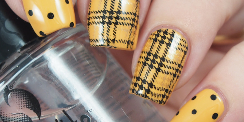 Franken saffron yellow with dots and stamped plaid
