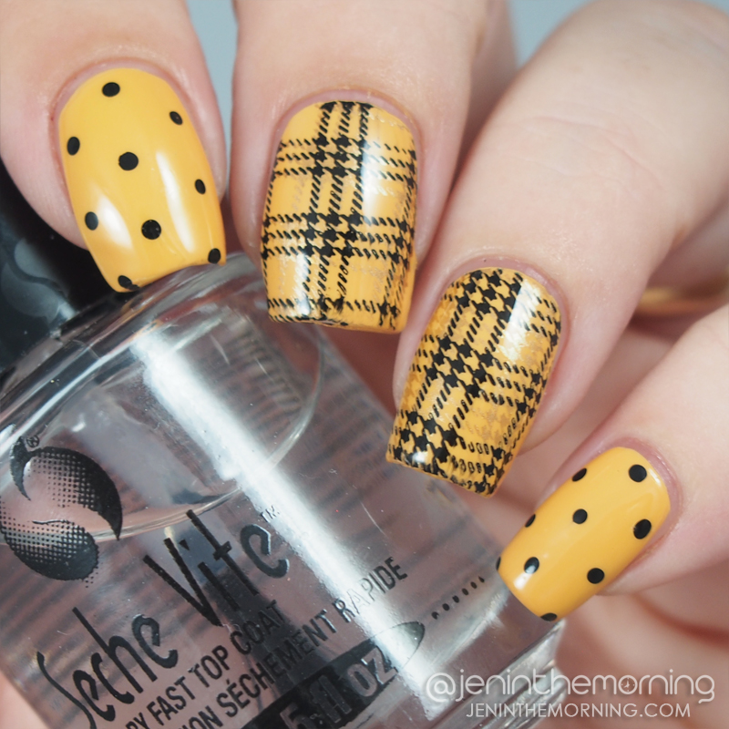 Franken saffron yellow with dots and stamped plaid