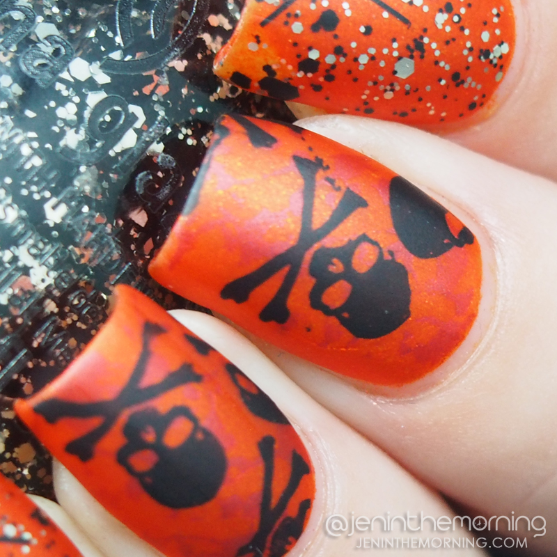 Orange and Black Skull and Crossbones
