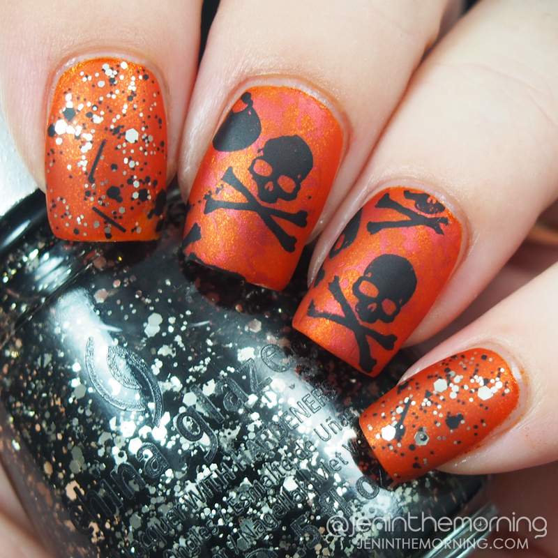 Orange and Black Skull and Crossbones
