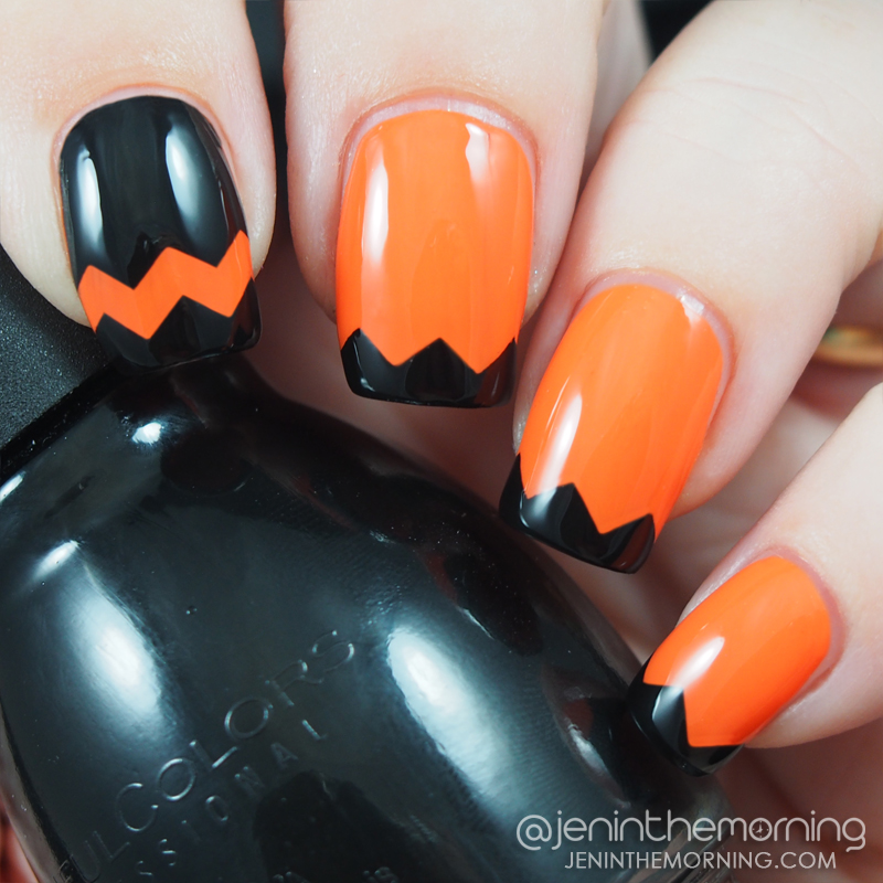 Orange and black chevron tips