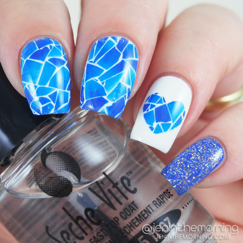 Blue mosaic tile nails