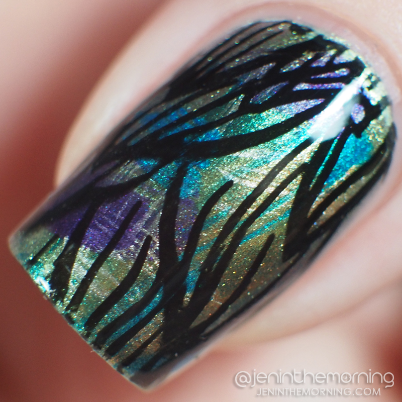 Metallic dry brush with stamping