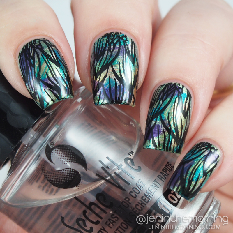 Metallic dry brush with stamping