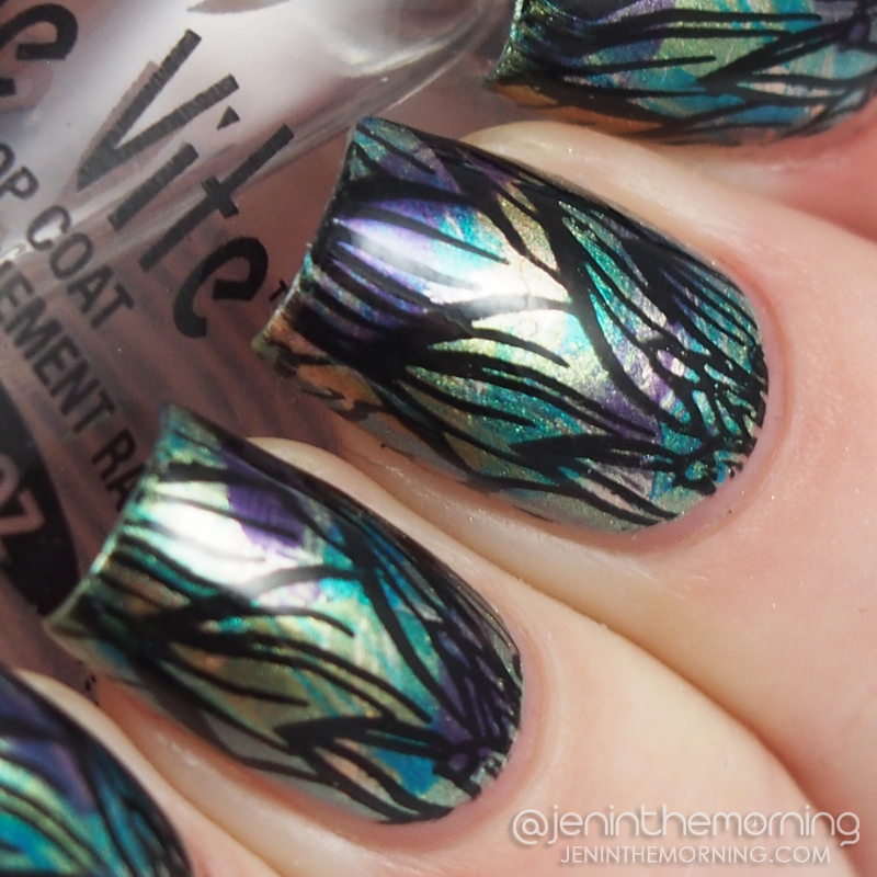Metallic dry brush with stamping